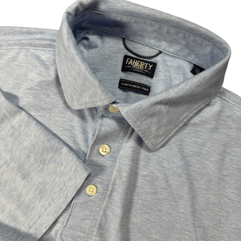 Faherty Men’s S Movement Polo Great‎ Falls Heather Light Blue